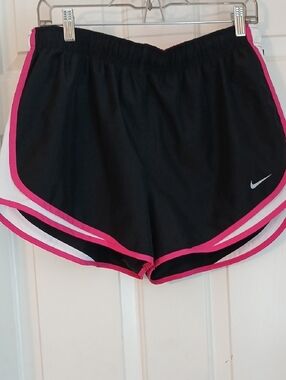 Nike Women’s Black Athletic Shorts with Pink and White Trim